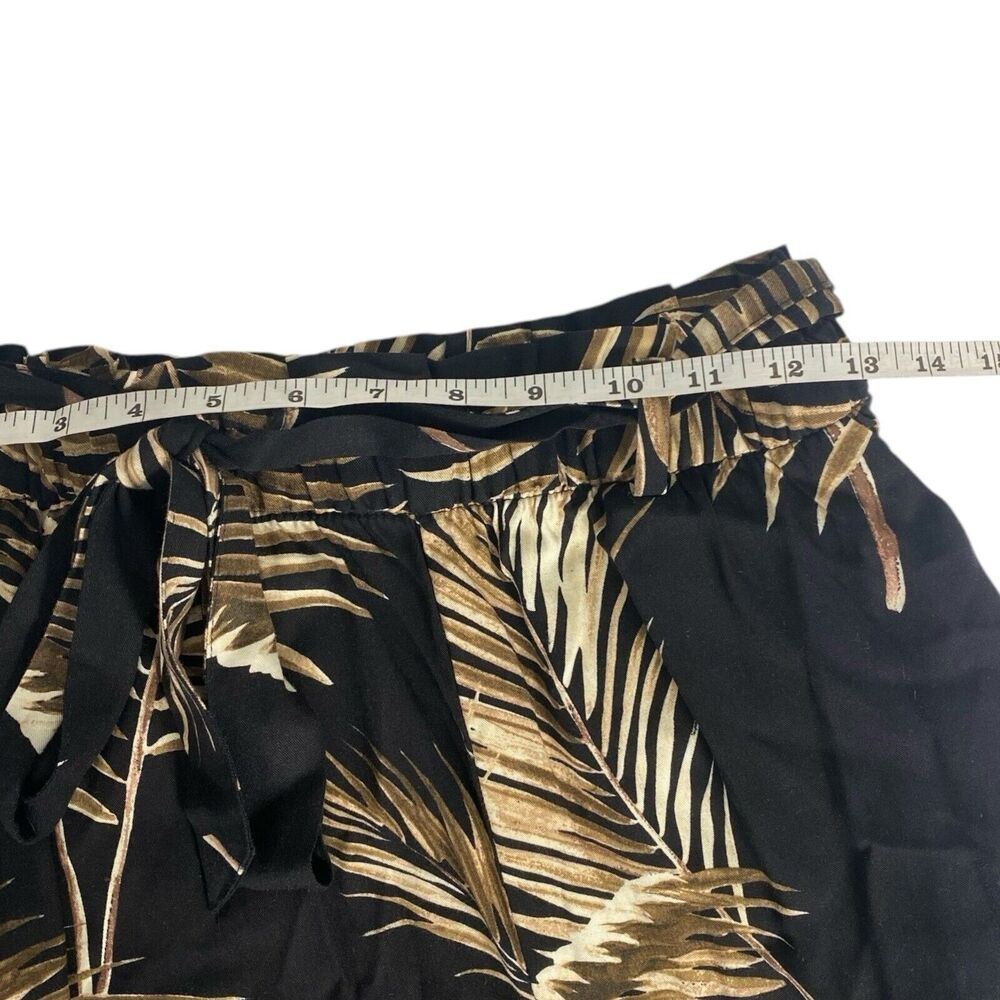 HM Womens Black Tan Tropical Palm Leaf Paperbag Waist Tapered Pants Size 6 - Picture 6 of 7